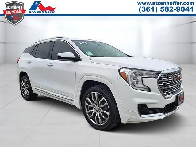 2022 GMC Terrain Denali in Summit White — front three-quarter view