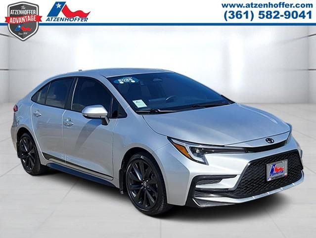 2025 Toyota Corolla SE in Classic Silver — front three-quarter view